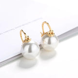 F.I.N.S 925 Silver Round Bead Pearl Hoops Earrings