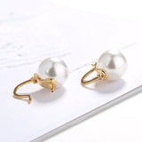 F.I.N.S 925 Silver Round Bead Pearl Hoops Earrings