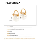 F.I.N.S 925 Silver Round Bead Pearl Hoops Earrings