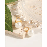 F.I.N.S 925 Silver Round Bead Pearl Hoops Earrings
