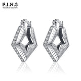 F.I.N.S 925 Silver Pentagram Hoop Earrings CZ Punk Rock Piercing