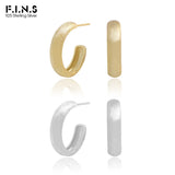 925 Silver Matte Arc Earrings Geometric Round Piercing Plata 925 Fine Jewelry