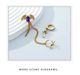 925 Silver Cross Drop Earrings Bat Chain Stud Clip Catilage Jewelry