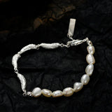 F.I.N.S Asymmetrical Chain Sterling Silver Baroque Pearl Fine Jewelry
