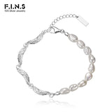F.I.N.S Asymmetrical Chain Sterling Silver Baroque Pearl Fine Jewelry