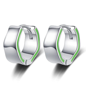 F.I.N.S Avocado Green S925 Silver Hoop Earrings