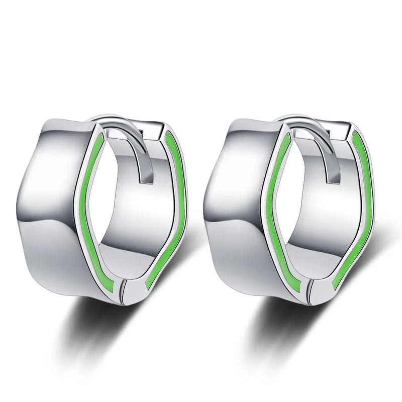 F.I.N.S Avocado Green S925 Silver Hoop Earrings