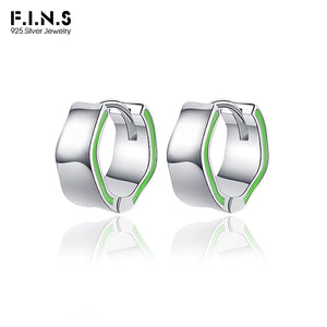 F.I.N.S Avocado Green S925 Silver Hoop Earrings
