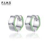 F.I.N.S Avocado Green S925 Silver Hoop Earrings
