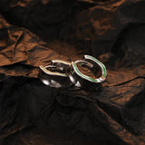 F.I.N.S Avocado Green S925 Silver Hoop Earrings