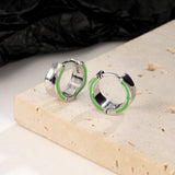 F.I.N.S Avocado Green S925 Silver Hoop Earrings