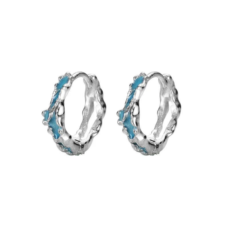 Coral Round S925 Silver Enamel Piercing Ear Buckle Pendientes Plata 925
