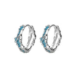 Coral Round S925 Silver Enamel Piercing Ear Buckle Pendientes Plata 925