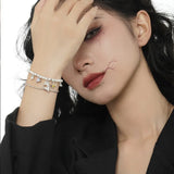 F.I.N.S Halloween Ghost Silver Bracelet Zircon Pearl Charms Jewelry