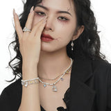 F.I.N.S Halloween Ghost Silver Bracelet Zircon Pearl Charms Jewelry