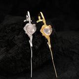 Irregular Powder Stone Heart S925 Silver Earrings