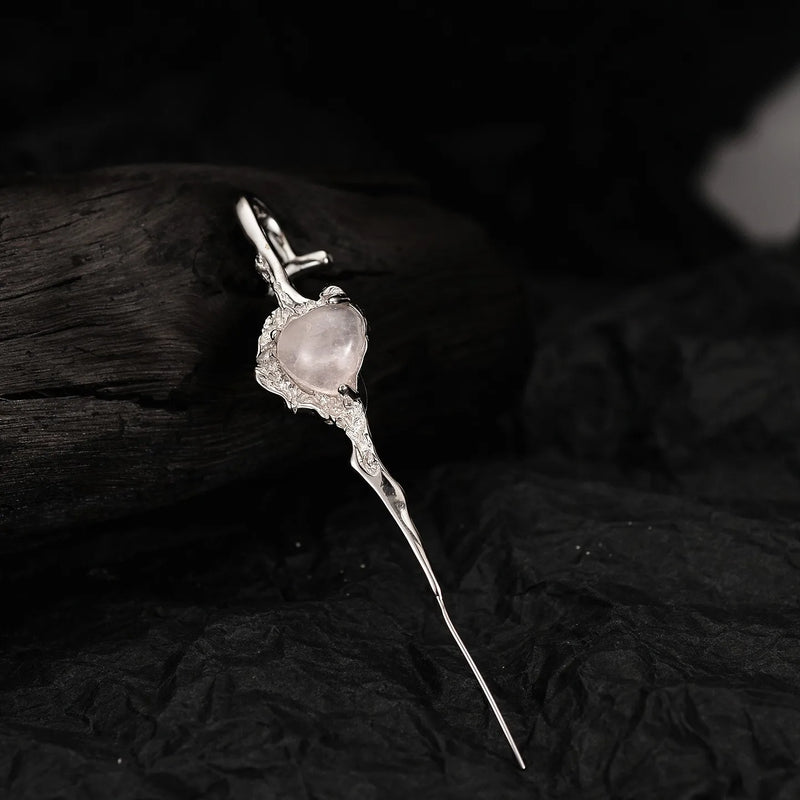 Irregular Powder Stone Heart S925 Silver Earrings