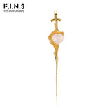 Irregular Powder Stone Heart S925 Silver Earrings