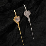 Irregular Powder Stone Heart S925 Silver Earrings