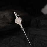Irregular Powder Stone Heart S925 Silver Earrings