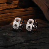 F.I.N.S S925 Silver Relief Hollowed Geometric Hoop Earrings