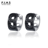 F.I.N.S S925 Silver Relief Hollowed Geometric Hoop Earrings