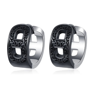 F.I.N.S S925 Silver Relief Hollowed Geometric Hoop Earrings