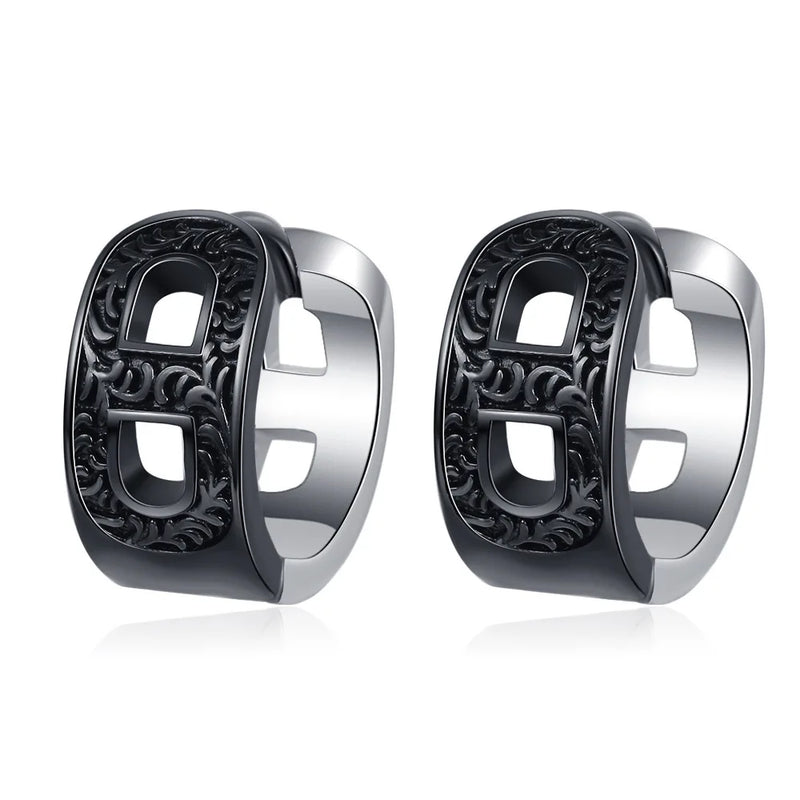 F.I.N.S S925 Silver Relief Hollowed Geometric Hoop Earrings