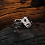 F.I.N.S S925 Silver Relief Hollowed Geometric Hoop Earrings