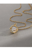 F.I.N.S Shell Pearl Long Sweater Chain Necklace Round Pendant