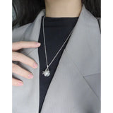F.I.N.S Shell Pearl Long Sweater Chain Necklace Round Pendant