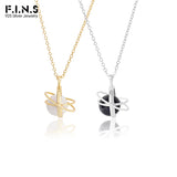 F.I.N.S Shell Pearl Long Sweater Chain Necklace Round Pendant