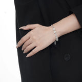 Opal Stone S925 Silver Bracelet Texture Chain Fine Jewelry