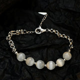 Opal Stone S925 Silver Bracelet Texture Chain Fine Jewelry