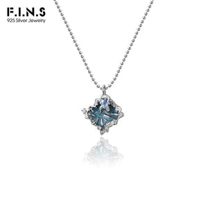 F.I.N.S S925 Sterling Silver Irregular Fold Enamel Necklace