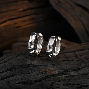 F.I.N.S Irregular Round 100% S925 Sterling Silver Hoop Earrings