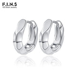 F.I.N.S Irregular Round 100% S925 Sterling Silver Hoop Earrings