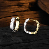 Square S925 Sterling Silver Contrast Hoop Earrings Geometric Ear Buckle