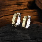 Square S925 Sterling Silver Contrast Hoop Earrings Geometric Ear Buckle