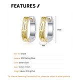 Square S925 Sterling Silver Contrast Hoop Earrings Geometric Ear Buckle
