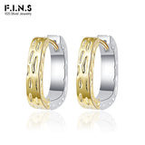Square S925 Sterling Silver Contrast Hoop Earrings Geometric Ear Buckle