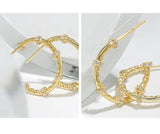 Minimalistic C-Shape S925 Silver Zircon Hoop Earrings