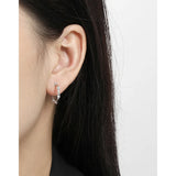 Minimalistic C-Shape S925 Silver Zircon Hoop Earrings