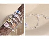 Geometric Colored Zircon Pure S925 Sterling Silver Adjustable Bead Ring