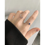 Geometric Colored Zircon Pure S925 Sterling Silver Adjustable Bead Ring