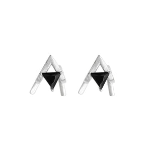 Geometric Triangle Purple Zircon S925 Silver Stud Earrings