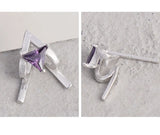 Geometric Triangle Purple Zircon S925 Silver Stud Earrings