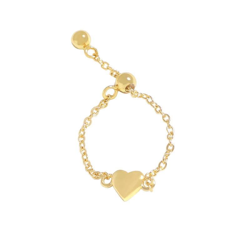 F.I.N.S Silver Tiny Heart Adjustable Bead Ring
