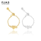 F.I.N.S Silver Tiny Heart Adjustable Bead Ring