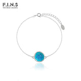 F.I.N.S Marine Series Round S925 Silver Bracelets for Women Concave Hand Jewelry